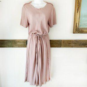 Raquel Allegra‎ Pink Crepe Dress Fringed NEW 1 M